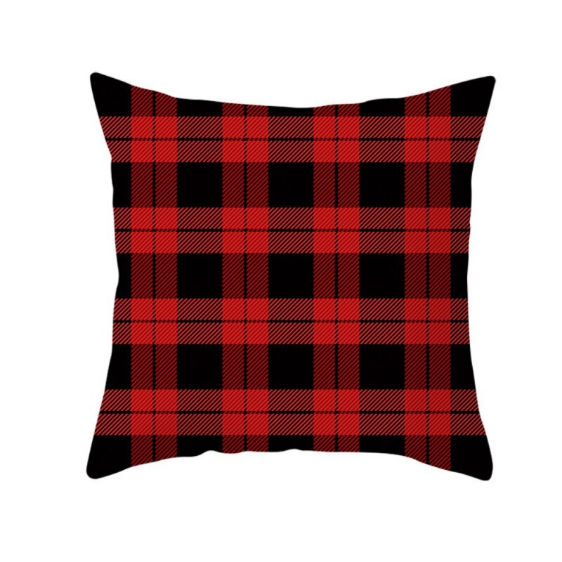 17.7in Double face décoratif thème de noël à carreaux jeter taie d'oreiller rouge vert noir Plaid taie d'oreiller pour la maison: 7