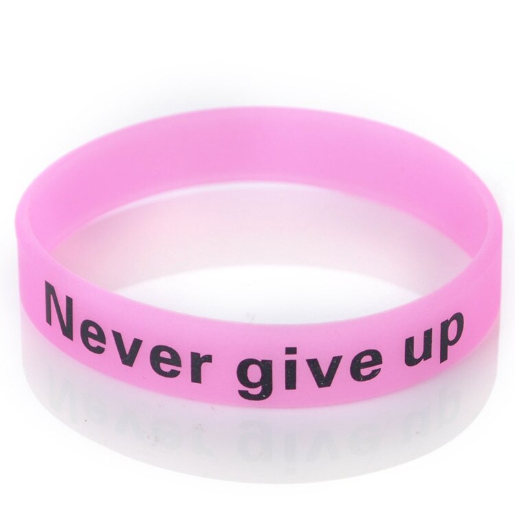 1pc mænd mand kvinder kvinde unisex ét liv én chance giv aldrig op jeg lover motivation sport silikonegummi armbånd armbånd: Ren guldfarve