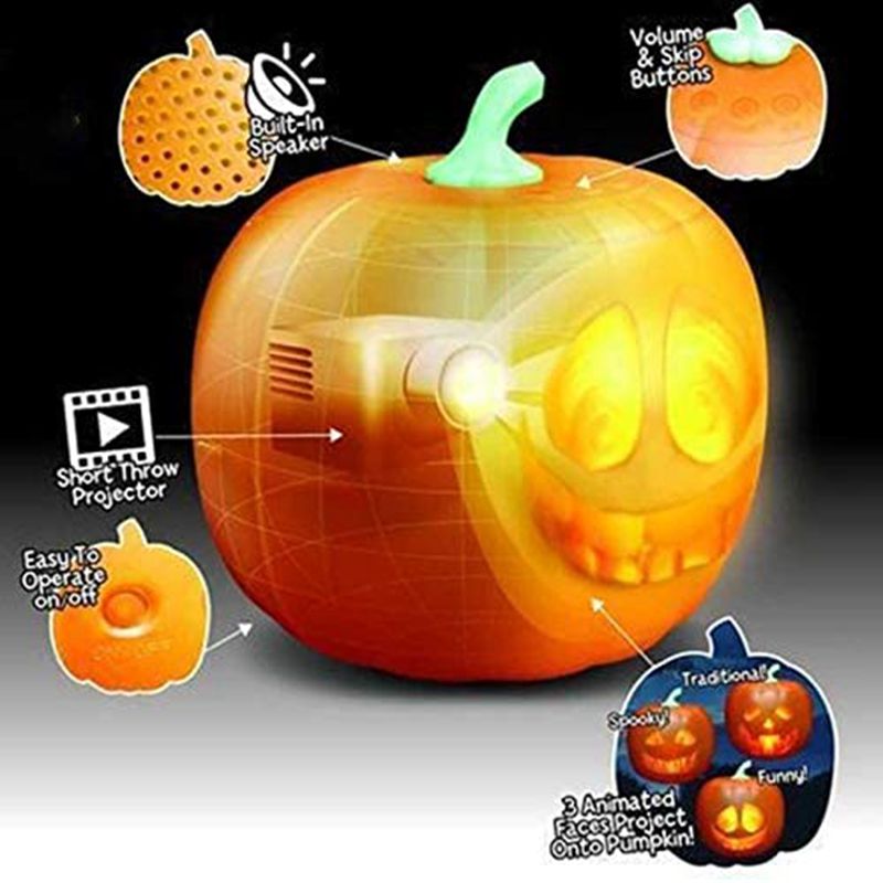 Halloween Flash Halloween Pompoen Lamp Praten Zingen Animated Led Umpkin Speelgoed Projectielamp Met Projector Binnen