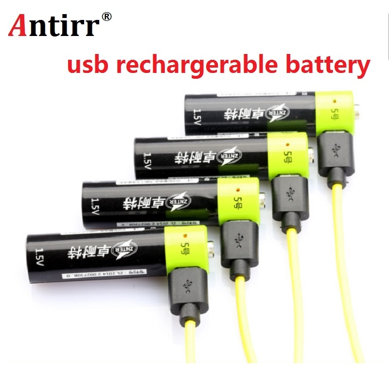 Znter Aa Oplaadbare Batterij 1.5V 2A 1250 Mah Usb Opladen Lithium Batterij Bateria Met Micro Usb-kabel