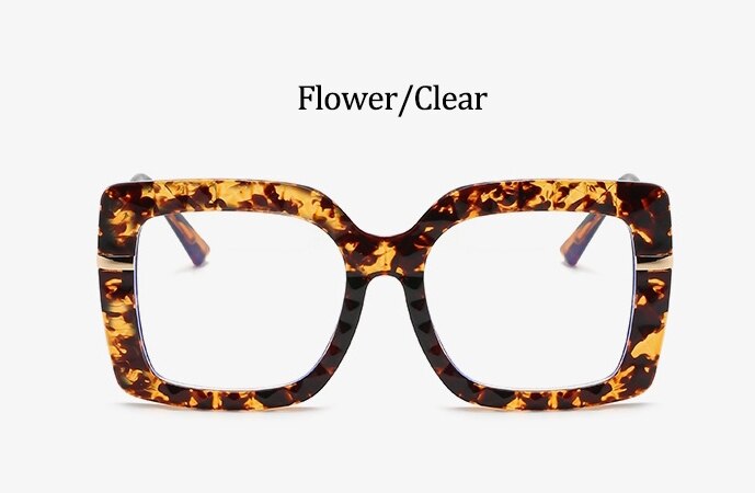 Diamond Bril Vrouwen Vintage Overszied Vierkant Zwart Vrouw Zonnebril Luxe Mode Brillen Frame TR90: Flower Clear