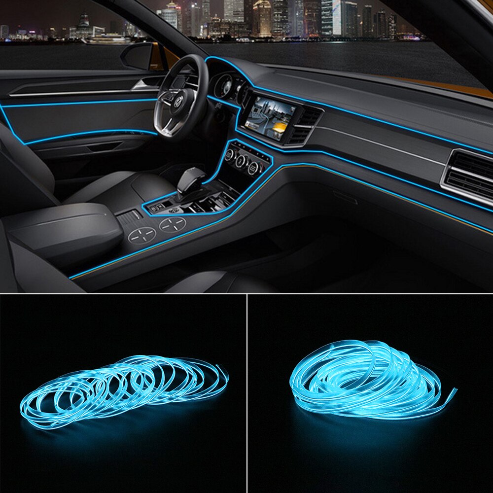 Forauto 5 Meter Auto Interieur Verlichting Auto Led Strip El Draad Touw Auto Sfeer Decoratieve Lamp Flexibele Neon Light Diy