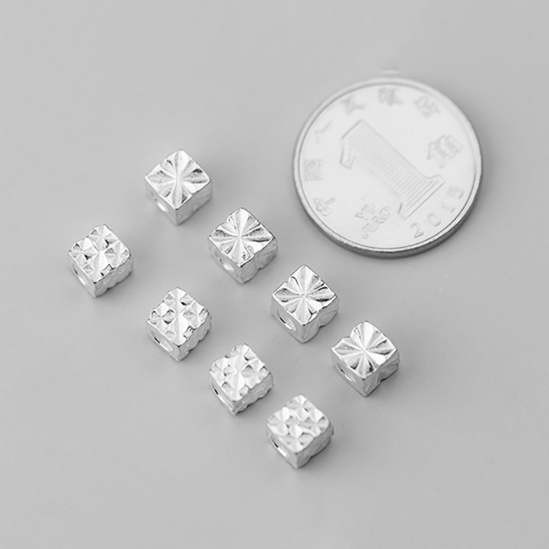 MEETSOFT Klassische 925 Sterling Silber Quadratischen aufbringen Raum Perlen Reize handgefertigt Von DIY Edlen Schmuck Zubehör