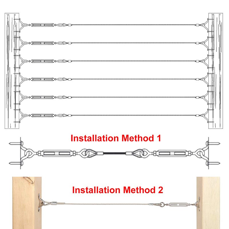 Heavy Duty Stainless Steel Cable Railing Kits for 1/8‘’ cable wire rope Balustrade Kit with Jaw Swage Fork Turnbuckle