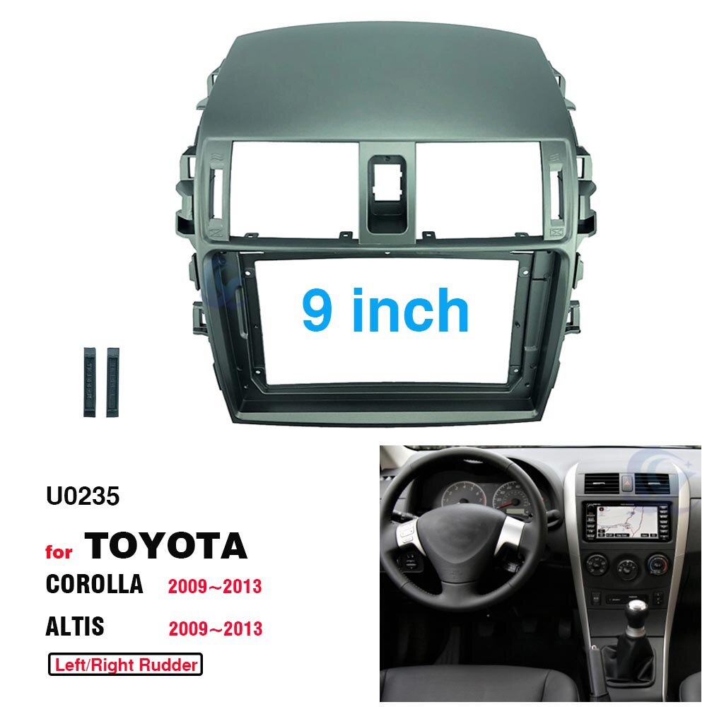 Cadre de panneau en plastique pour TOYOTA Corolla Altis , Kit de montage de tableau de bord, Installation d'autoradio 9 pouces DVD GPS Mp5 2 Din