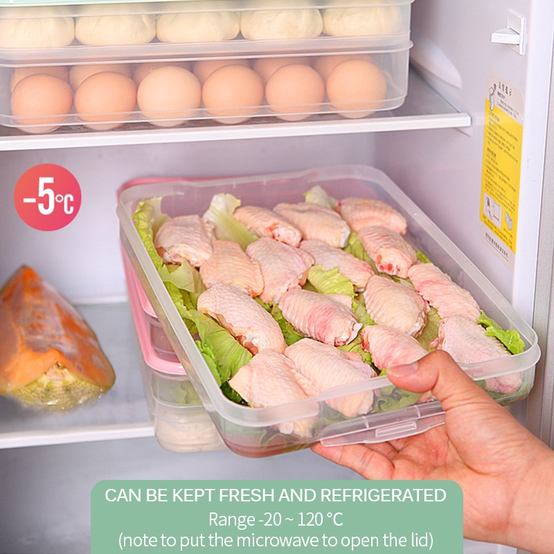 Cajas de albóndigas de una sola capa tipo de hogar bandeja de almacenamiento de alimentos caja contenedor para mantener fresco refrigerador cajas de almacenamiento de albóndigas congeladas