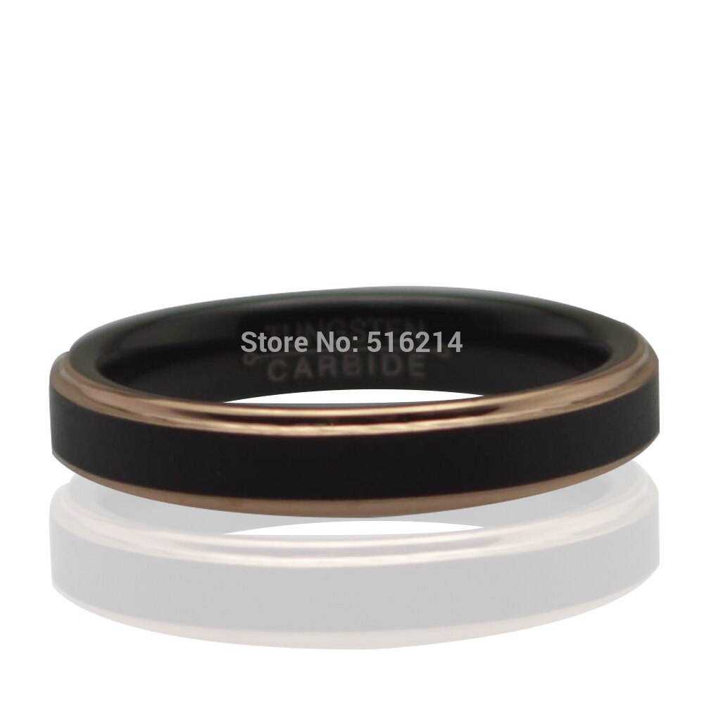 4mm feminino preto carboneto de tungstênio casamento banda rosa ouro cor anel para gril moda jóias para feminino tamanho da senhora 4-12