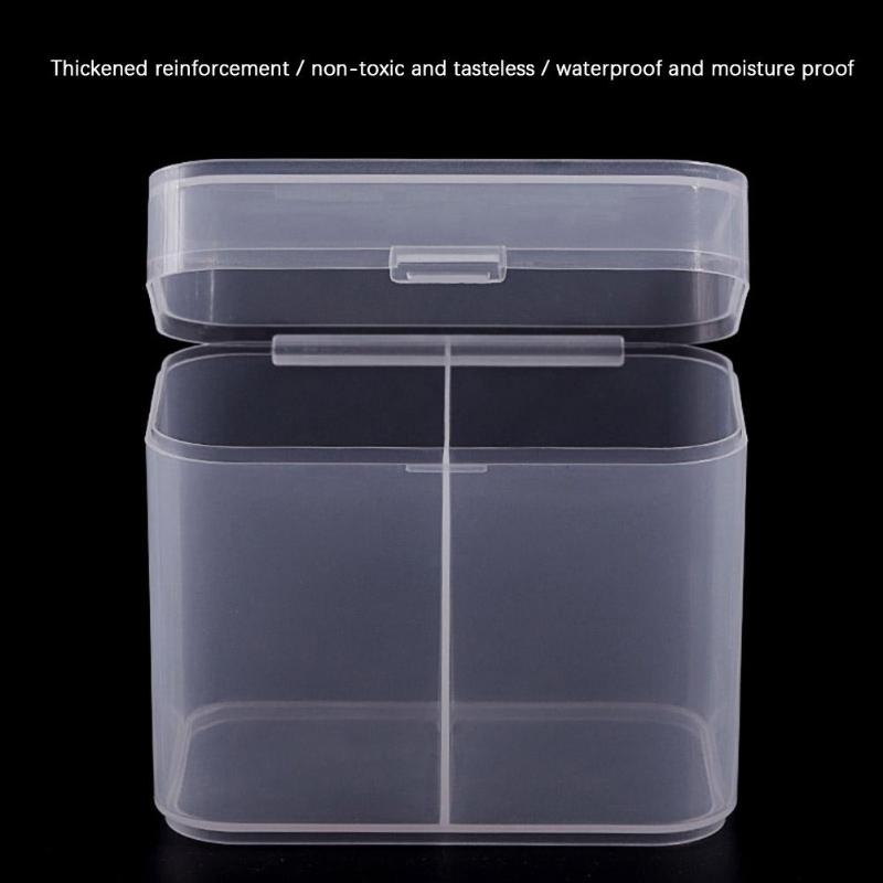 2 Grids Transparent Plastic Cotton Swab Storage Box PP Moisture-proof Strong Durable Nail Towel Holder Organizer 10.6X6.97X9.1cm