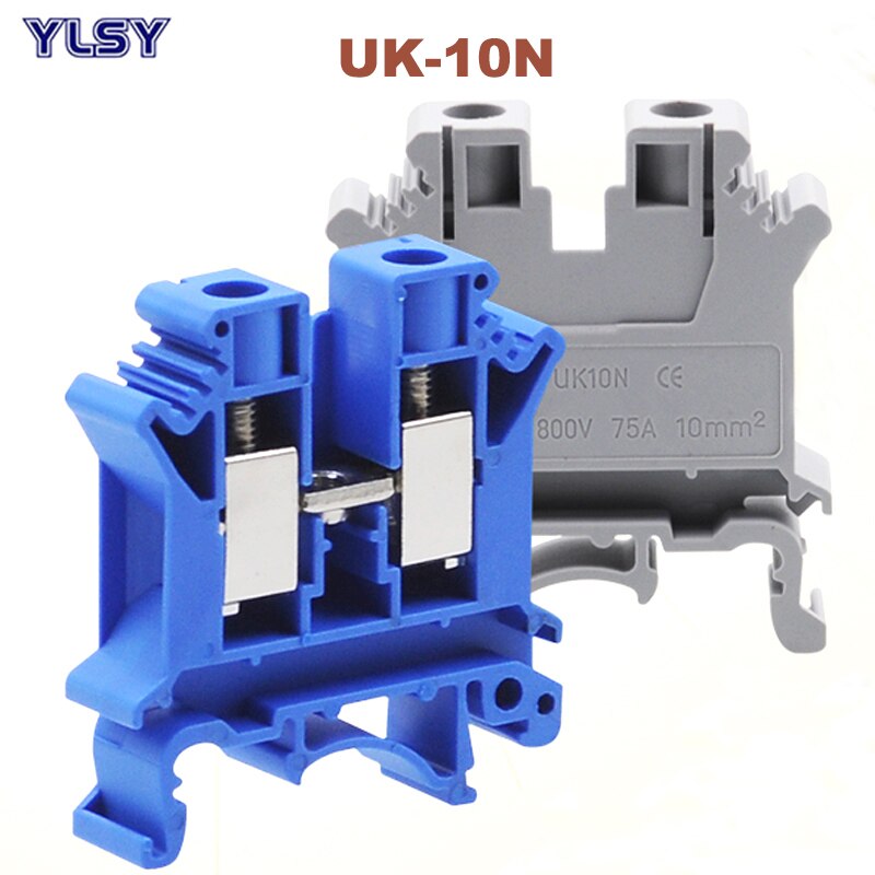 50Pcs Din Rail Universal Screw Terminal Blocks UK-10N Morsettiera Electrical Wire Terminals Block Connector Brass Bornier 75A