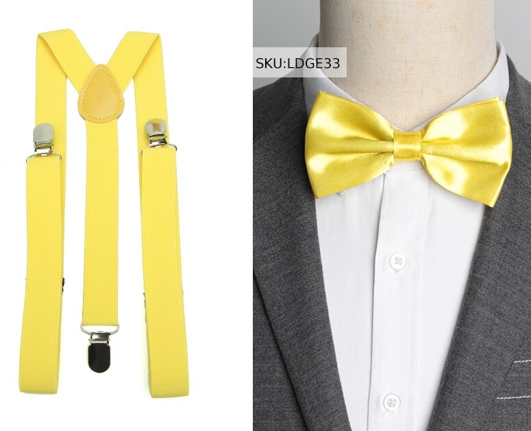 Hosenträger Fliege Set Männer Suspensorio für Mann Junge Frauen Bowtie Hosenträger Hosen Tirantes Hochzeit Freizeit Hemd Bleibt: LDGE33