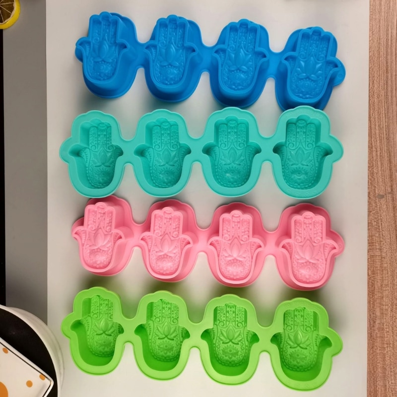 Lotus hamsa mão resina epóxi silicone molde mão de fatima vela sabão moldes ferramenta