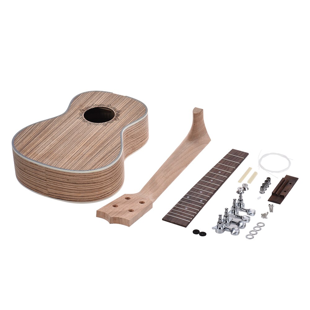 26in Ukulele DIY Kit Tenor Ukelele DIY Kit Hawaii Guitar Rosewood Fingerboard with Pegs String Bridge Nut