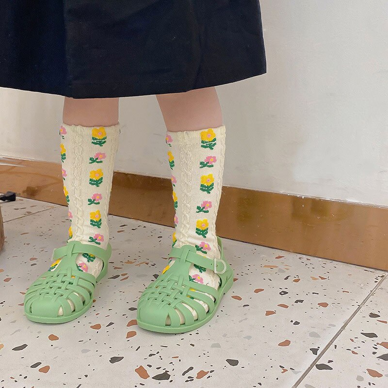 Lente Stijl 3 Pairs Sokken Set Voor Meisjes Bloem Zuiver Wit Kids Jurk Sokken Peuter Meisjes Ademend School sokken