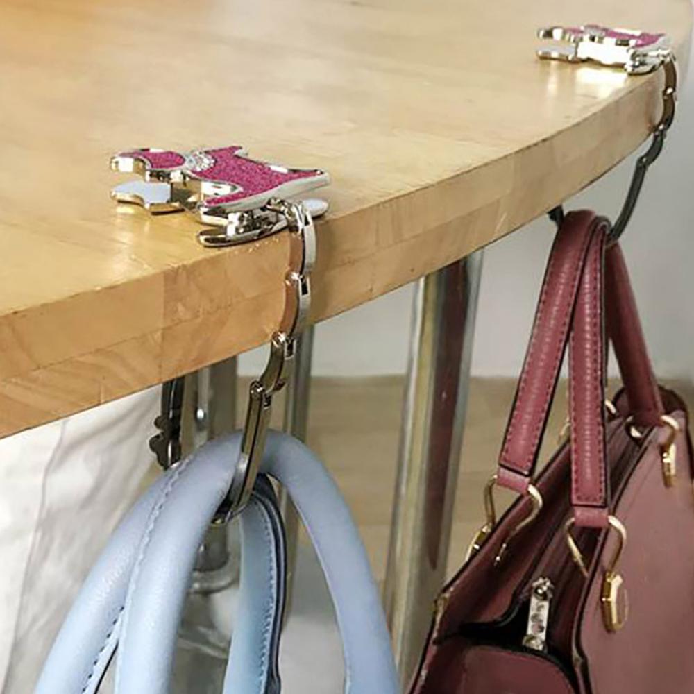 Tragbare Folding Handtasche Haken Halter Geldbörse Kleiderbügel Tisch Rand Hängen Haken für Handtasche Dekoration Frauen Tasche Veranstalter
