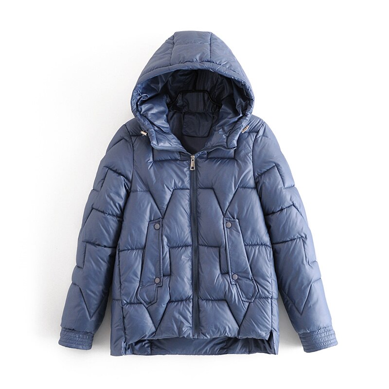Kvinner vinterjakke parkas ungdom slank hette dame parkas jakke casual street varm høst vinterjakke jakke: Blå / L