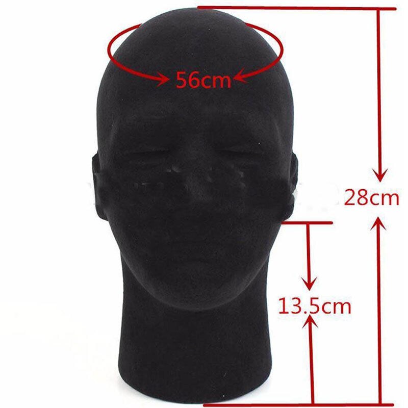 Cabeza de Peluca de poliestireno para hombre, sombreros de maniquí, gafas, maniquí de espuma, color negro