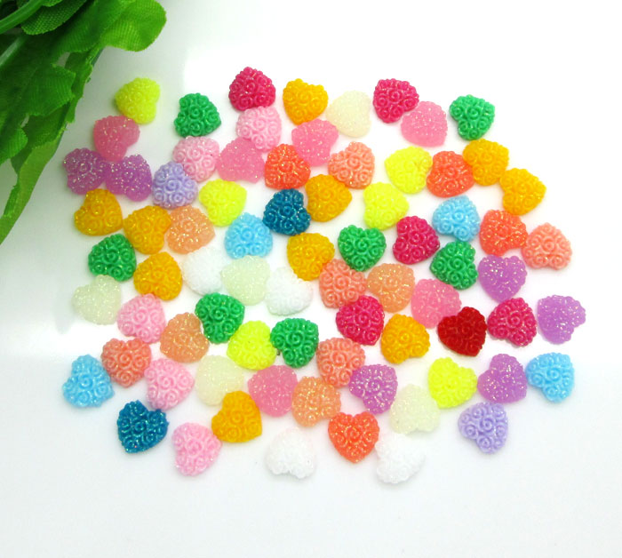 200 Pcs 8mm Gemengde Hart Hars Decoratie Ambachten Kralen Plaksteen Cabochon Plakboek DIY Embellishments Accessoires