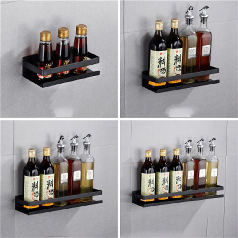 Bathroom Hradware Accessories 20-50cm Modern Matte Black Bathroom Corner Shelves Kitchen Wall Shelf Shower Shampoo Storage Rack