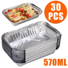 Mayitr 30pcs Disposable Aluminum Foil Drip Pans BBQ Pan Recyclable Grill Catch Tray For Outdoor Barbecue Tool 19.5 x14.4x4cm