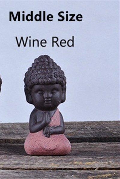 Lille buddha statue munk figur tathagata indien yoga mandala te kæledyr lilla keramik håndværk zakka dekorative keramiske ornamenter: Mellemstørrelse rød