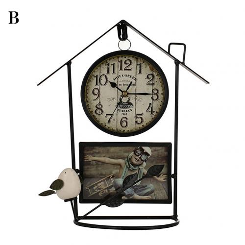 Retro colgante Vintage relojes país de Casa de hierro antiguo relojes mudo escritorio relojes de alarma para la sala de Decoración de casa: Black B