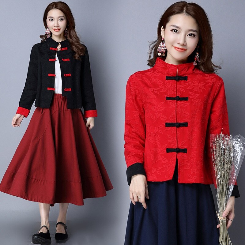 Hanfu-ropa de estilo chino Vintage para mujer, traje Tang de lino y algodón de manga larga, Tops de tradicional de China, abrigo, T2441