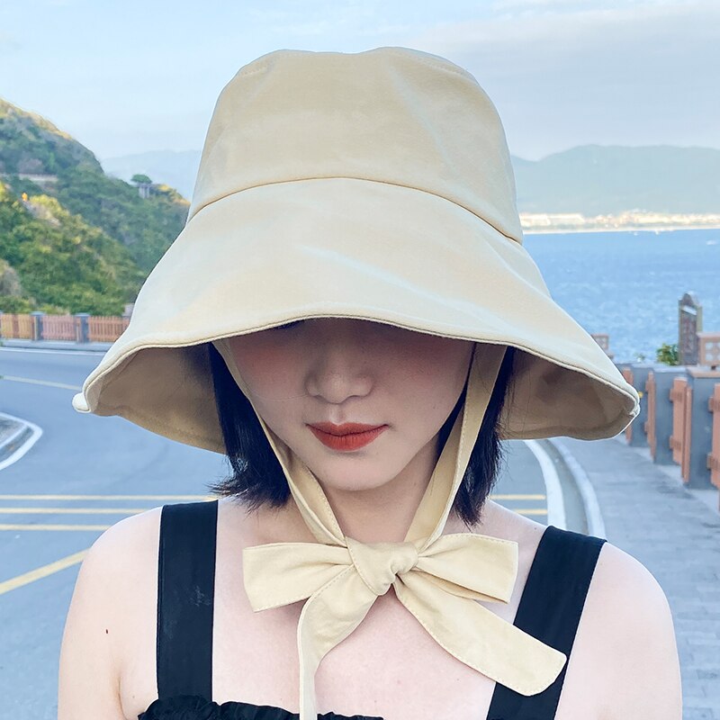 Sombrero de pescador con visera pequeña para mujer, gorro de pescador coreano de Color sólido a la , antiquemaduras solares, para exteriores