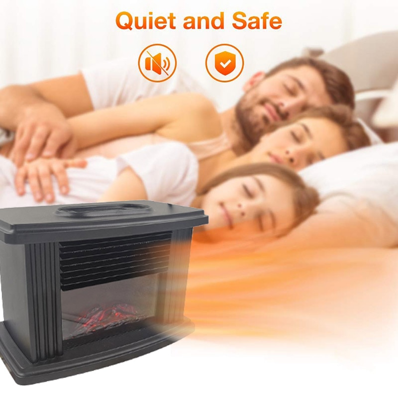 Electric Fireplace Heater Remote Control Heater Simulation Flame Heating Portable Fireplace Heater for Bedroom Bathroom Office