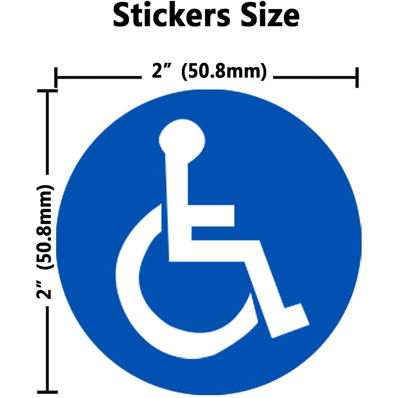 60 Pcs Disabled Wheelchair Symbol Labels Handicapped Access Sticker Sign Round Convenient Decals For Handicapped Parking 2 inch