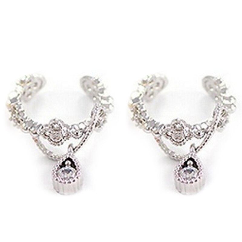 1 Pair Simple Ear Cuff Wrap Rhinestone Cartilage Clip On Non Piercing Earring: SV