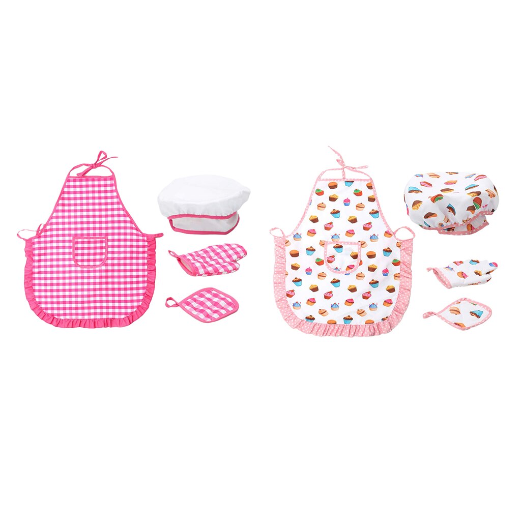 Smart Cookie Chefs Apron Set - 4 Pieces Kids Chef Hat & Apron with Accessories - Pretend Play Kitchen Set