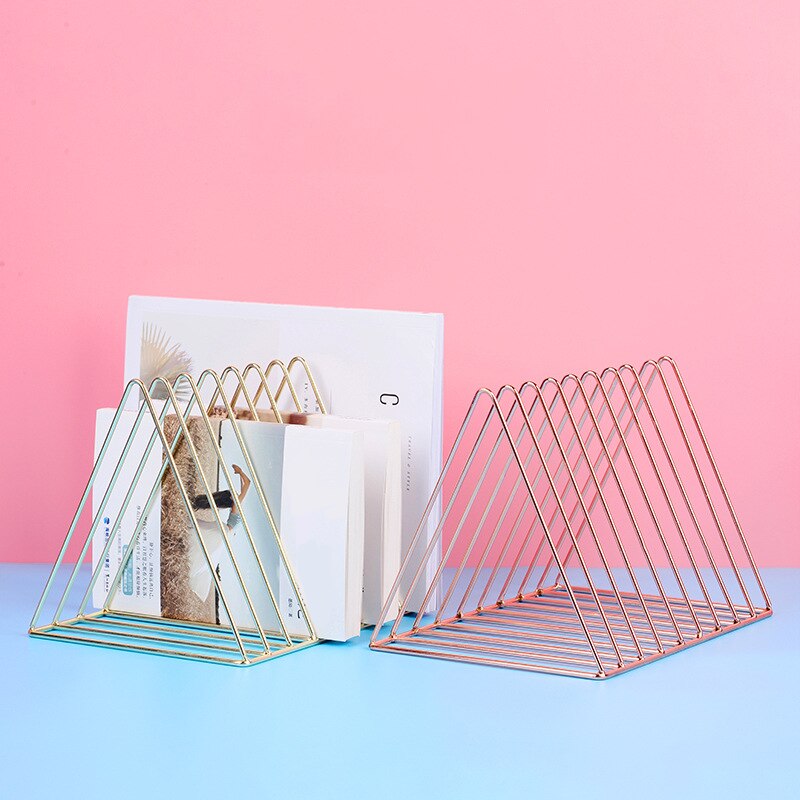Jern desktop lille bogreol metal enkel skrivebord opbevaring reol reol rosa guld
