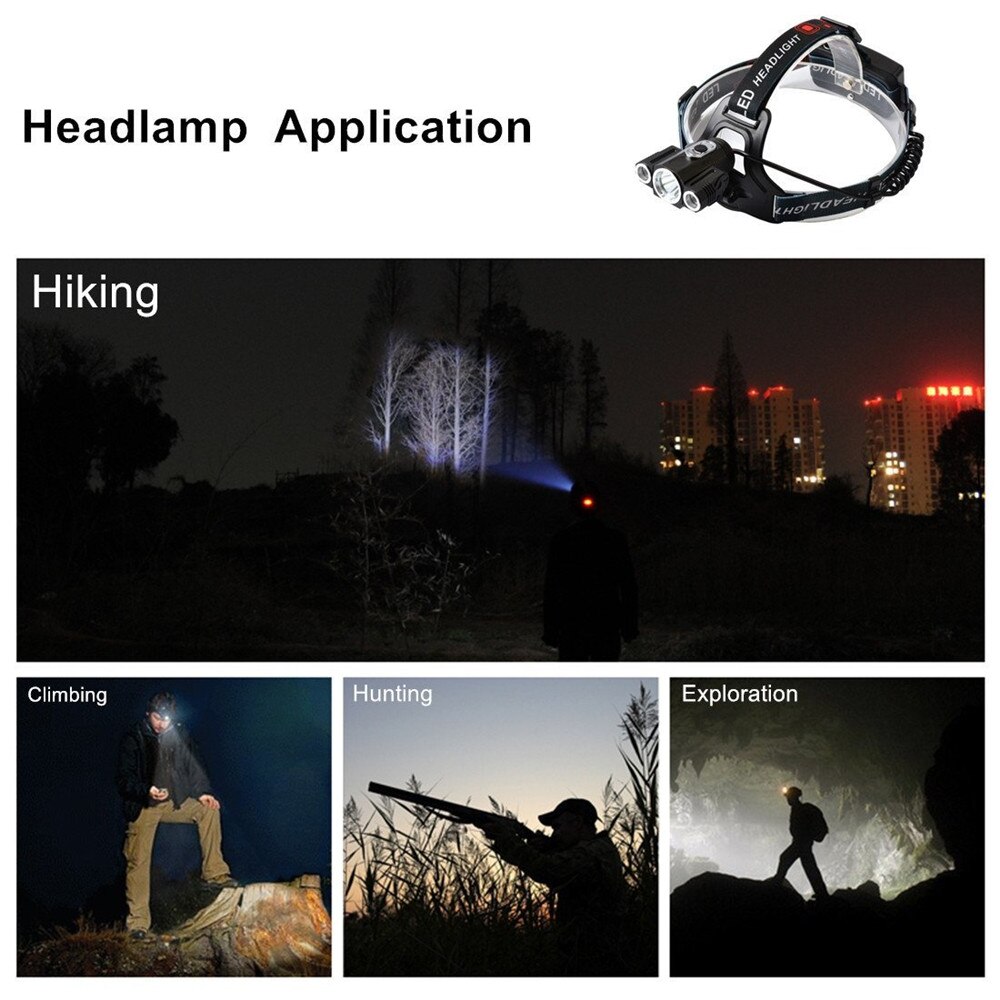 ZPAA LED Koplamp T6 LED Hoofdlamp Zaklamp 13000 Lumen LED Head Lamp 180 graden Draaibare dual Bike Light Koplamp lampen