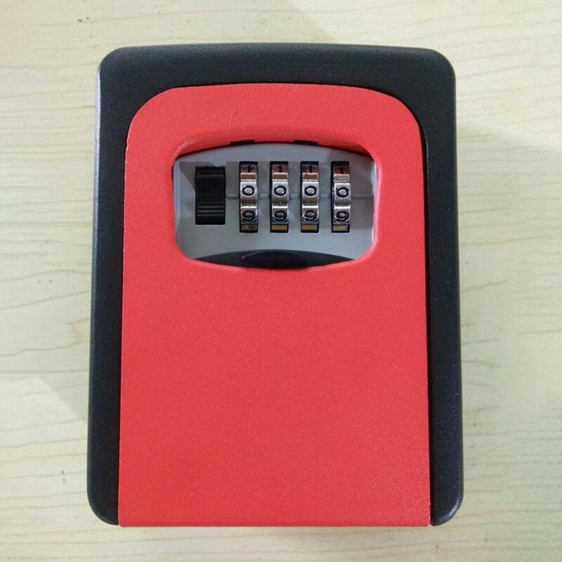 Wall-Mounted Password Key Box Anti-Theft Metal Password Lock Storage Box Home Outdoor Key Storage Box: RED