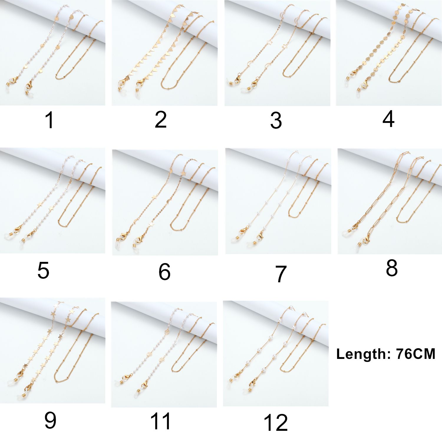 Gold Metal Glasses Chain Bohemian Hanging Sunglasses Chain Rose Flower Pearls Eyeglass Cord Holder Eyewear Rope Jewelry