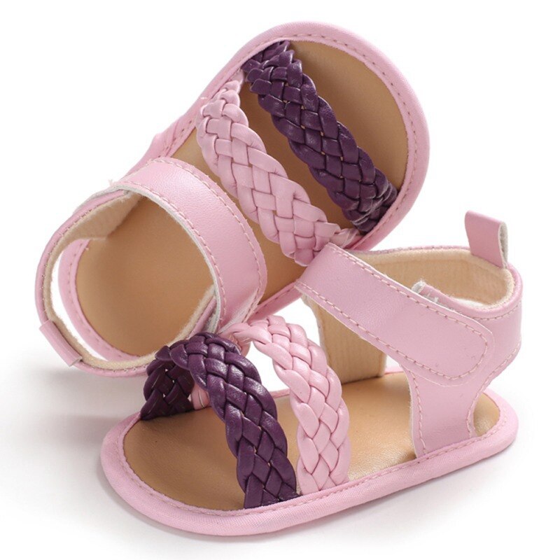Baby Girl Sandals Anti-slip Baby Shoes PU Princess Toddler Girls Shoes Soft Sandals: B / 2