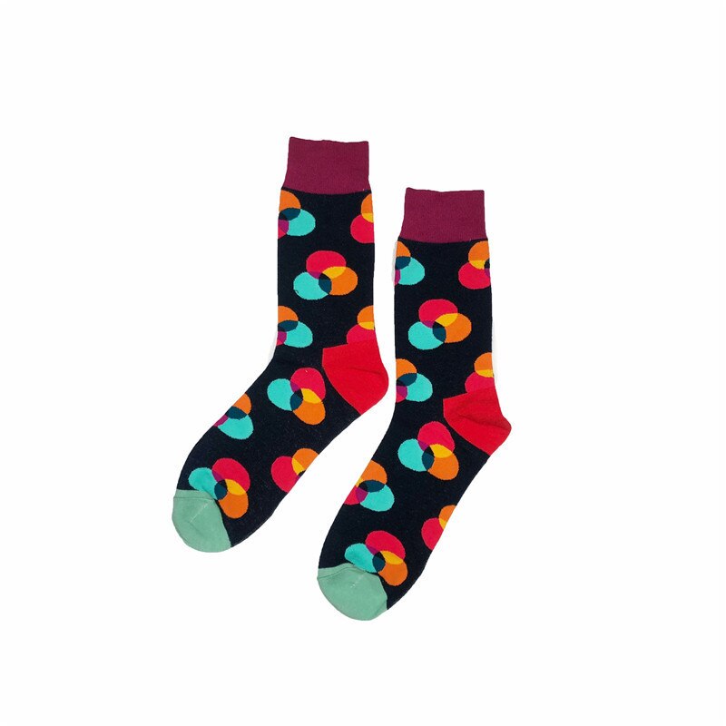 Herensokken grappige cartoon pauw bliksem wolk stippen kleurrijk vrolijk harajuku hiphop katoenen sokken heren herfst winter: Wijn