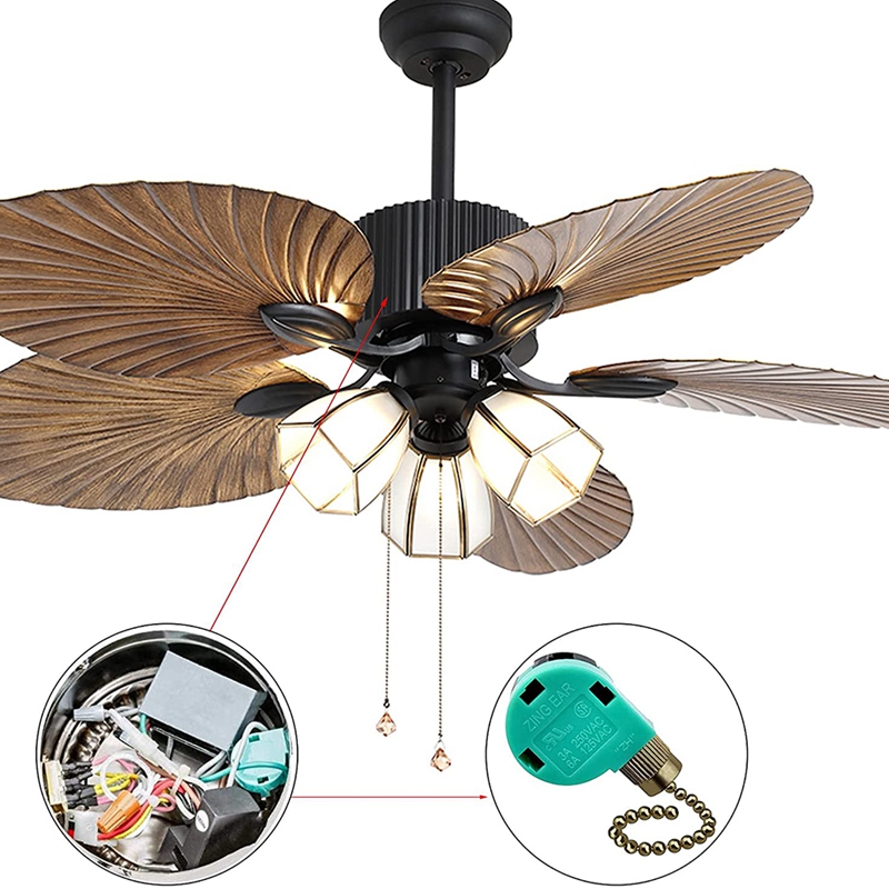 3 Pack Ceiling Fan Switch 3 Speed 4 Wire Zing Ear ZE-268S6 Fan Pull Chain Switch Replacement Speed Control Switch
