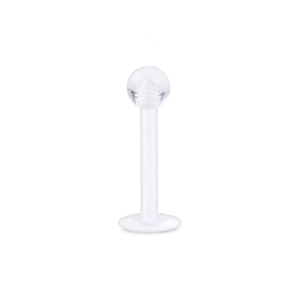 2 stuks 16g transparante kraakbeen oorbellen, stekertjes van plastic voor helix- en traguspiercings, lipringen, labret-retainers voor werk en chirurgie: Rood / Goudkleurig