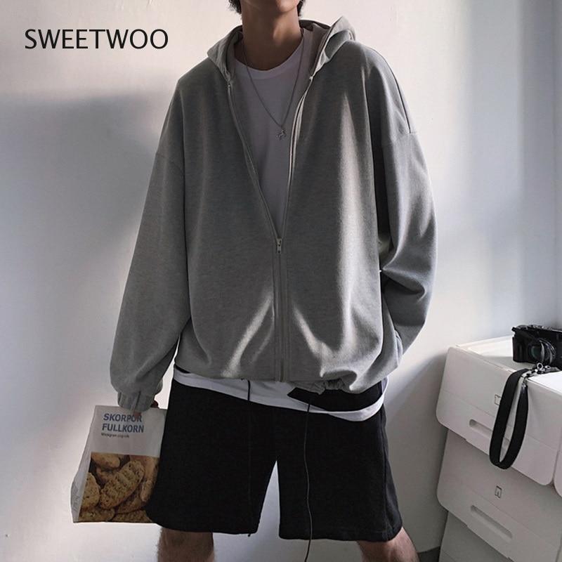 Hoodie Sweatshirt Men Plus Size Japanese Streetwear Oversize Men's Hoodies Plain Hooded Clothes Black Grey Hip Hop Tops