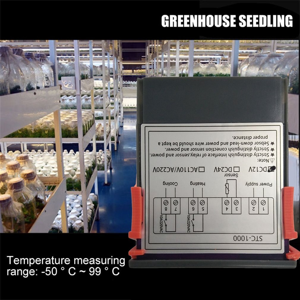 Black Digital STC-1000 12V/24V 110-220v ultipurpose Temperature Controller Thermostat With Sensor Instrument Diagnostic Tool