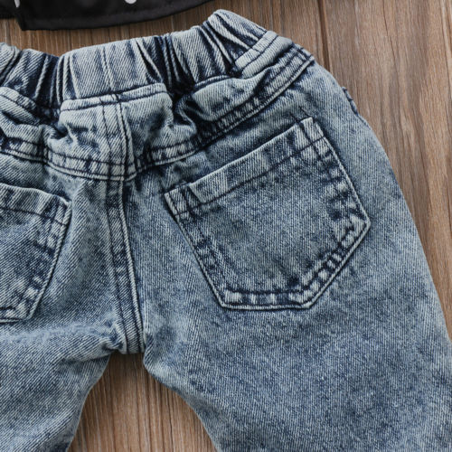 1-5t småbarn barn jenter denim bukse stretch elastisk bukse jeans rippet hull klær baby jente