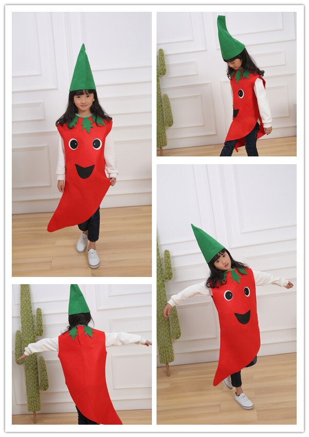 Kinder Kinder Kinder der Tag Cartoon Obst wassermelone/Erdbeere/apple Halloween Party Kostüme Cosplay Kleidung für Junge Mädchen: Red chili