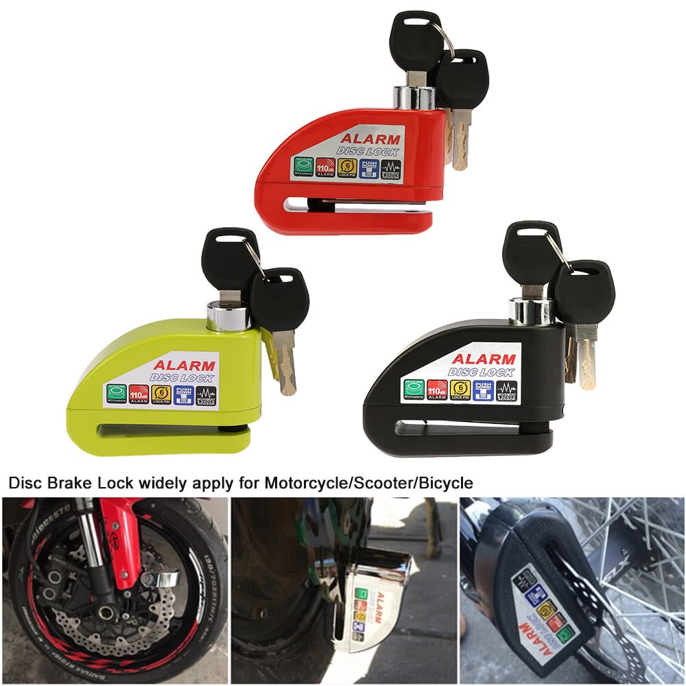 Motorcykel rotor skive lås alarm motor cykel bremseskive sikkerhed w / 3 nøgler motorcykel skive lås tunge motorcykellås