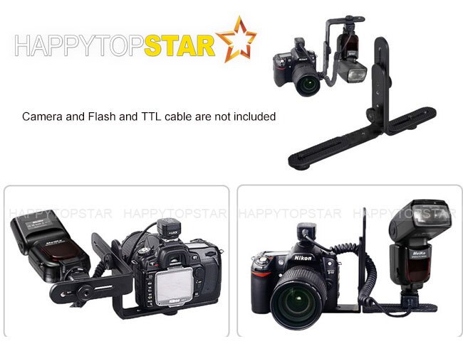 Double Double support/support en métal en forme de L pour appareil photo Canon caméscope caméra vidéo Speedlite Flash TTL support de lumière de cordon
