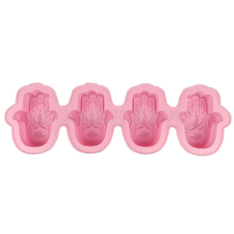 Lotus In De Palm Zeep Mold Khamsah Hamsa Hand Epoxyhars Siliconen Mal Hand Van Fatima Kaars Hars Gieten Mallen gereedschap: Rood