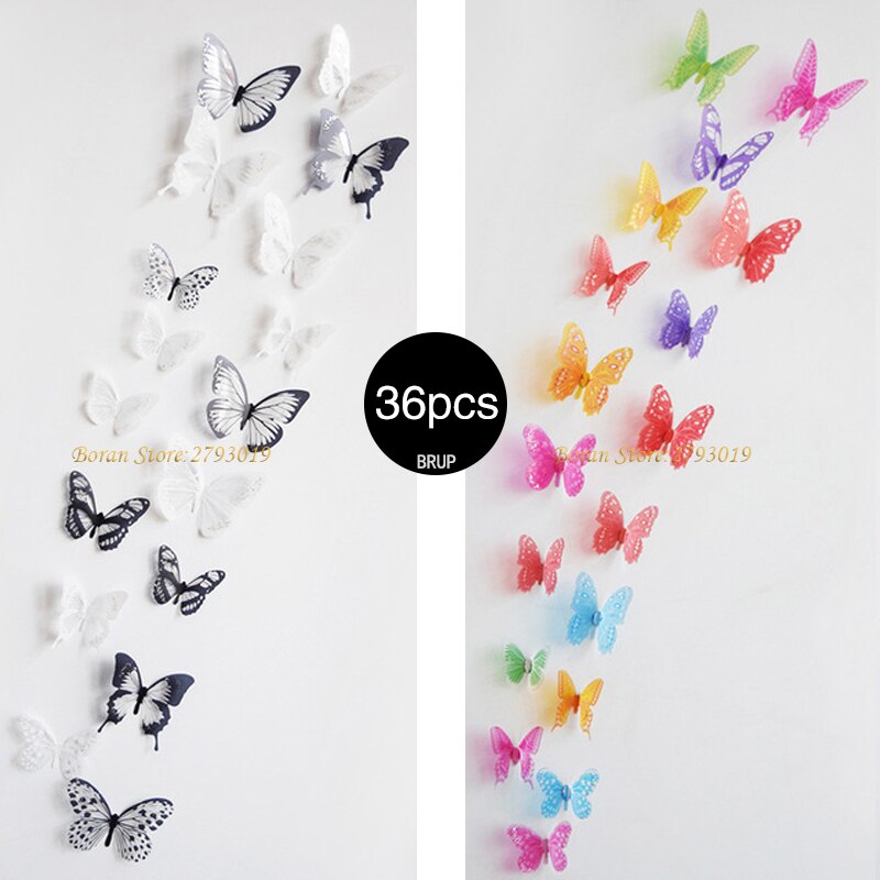 Juego de pegatinas de PVC para pared, adhesivos decorativos impermeables de mariposas en blanco y negro para decoración de bodas y fiestas, artístico, 36 unids/set: 101 and 103