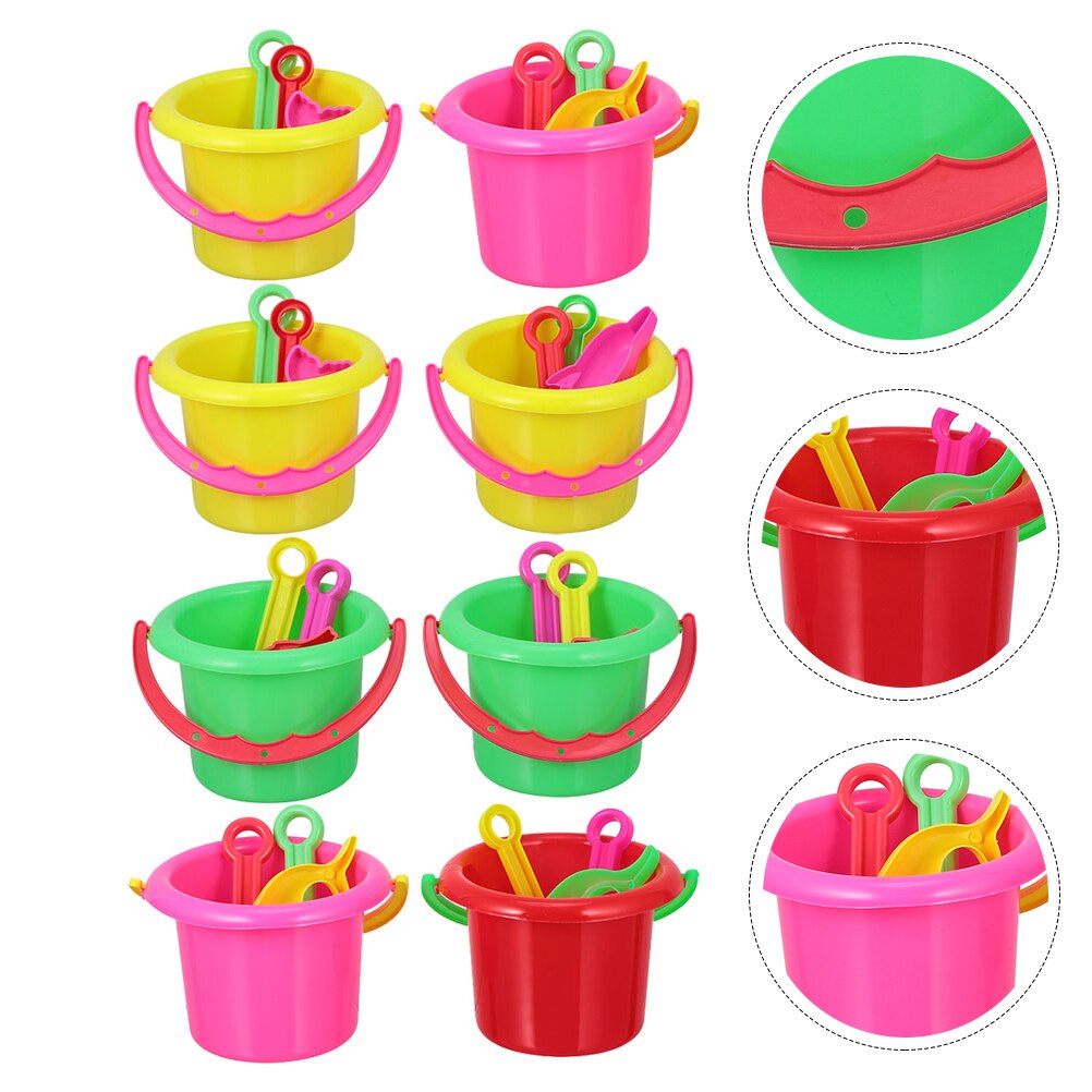 8 Sets Funny Beach Child Sand Dredging Tool Cartoon Beach Bucket Plaything