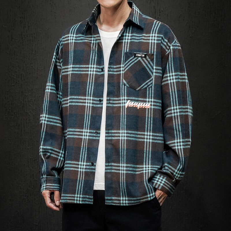 Herfst Casual Lange Mouwen Plaid Shirt Mannen Slim Fit Katoen Mannen Shirt Mannelijke Kleding Turn-Down Kraag tops M-5XL