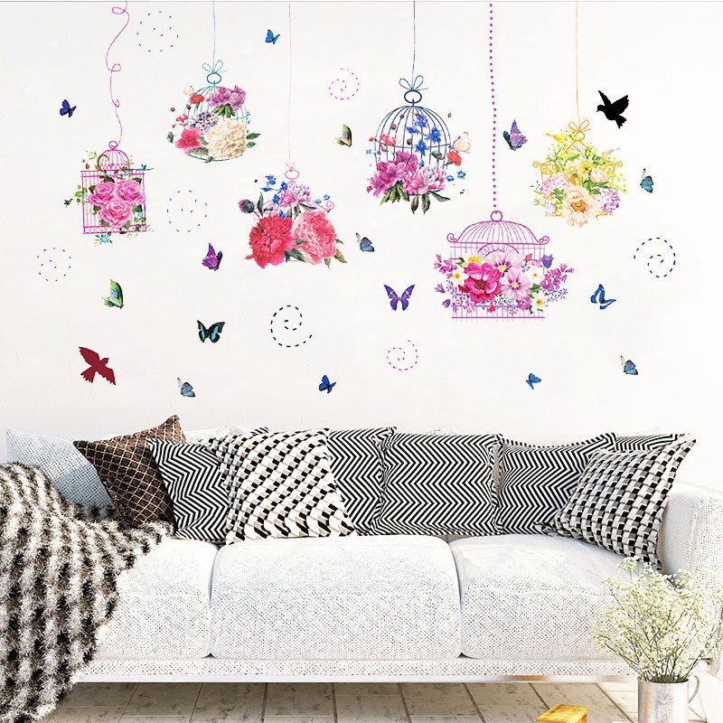 Muurstickers - Bloemen en Vlinder / Gepersonaliseerd Muurstickers - Bloemen en Vlinder / Gepersonaliseerd